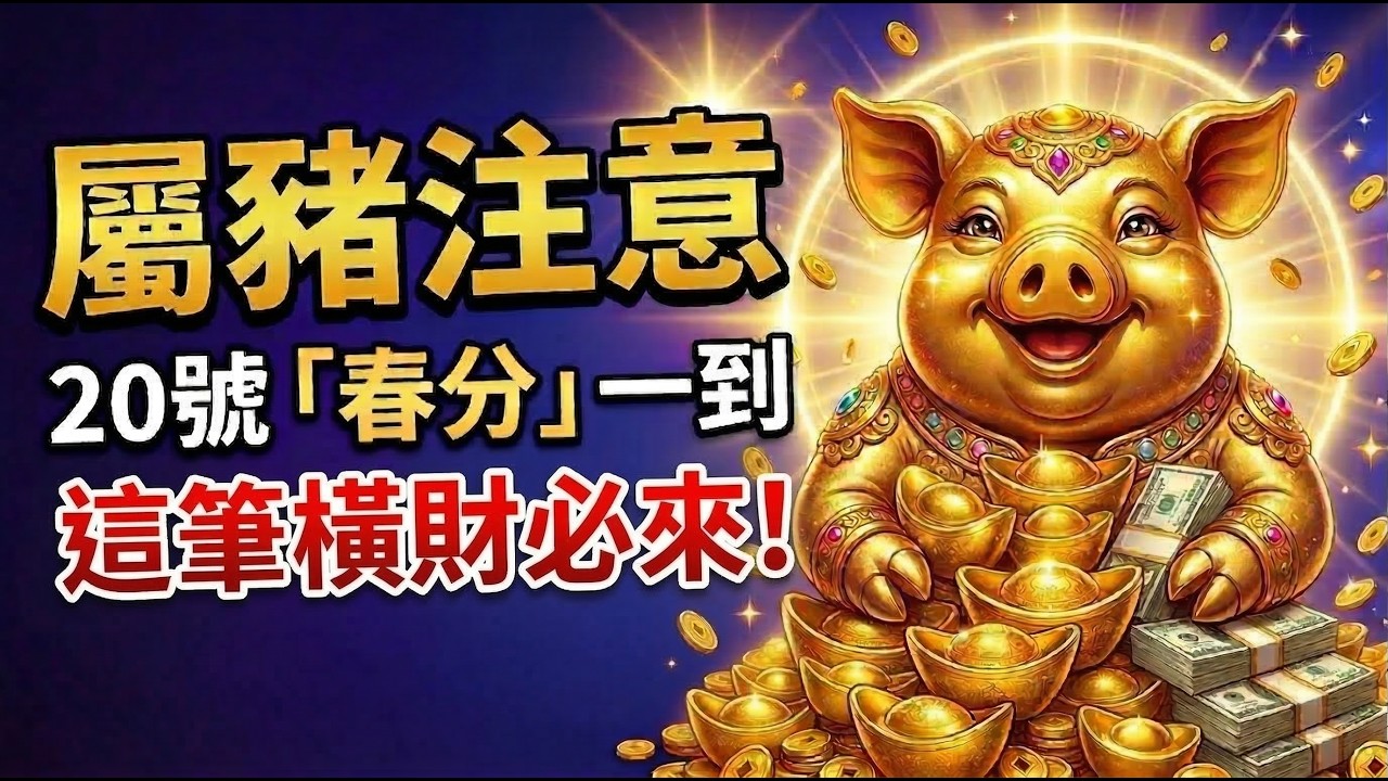 生肖豬注意！3月20號「春分」一到，偏財星降臨，一筆意外之財要來了！請准備好接財！#生肖豬2026運勢 #2026屬豬運勢 #偏財運 #春分 #生肖豬財運 #意外之財 #轉運 #屬豬八字 #招財風水
