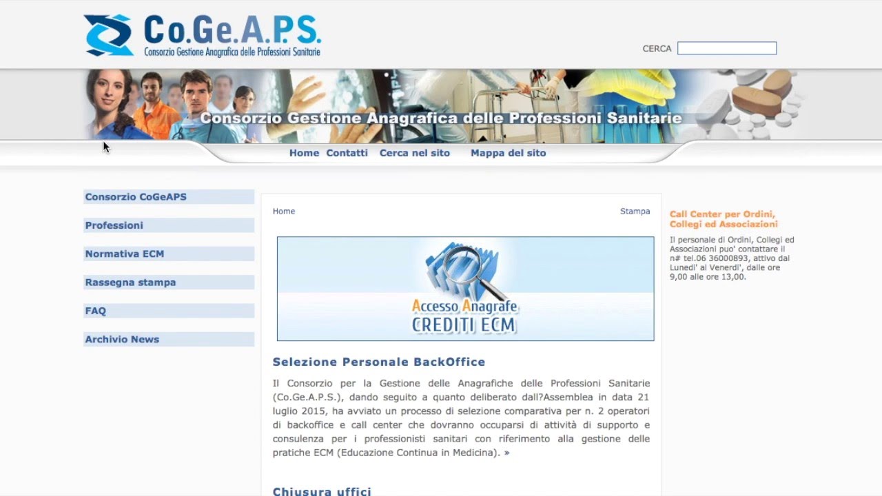 Visualizzare riepilogo crediti ECM su sito Cogeaps