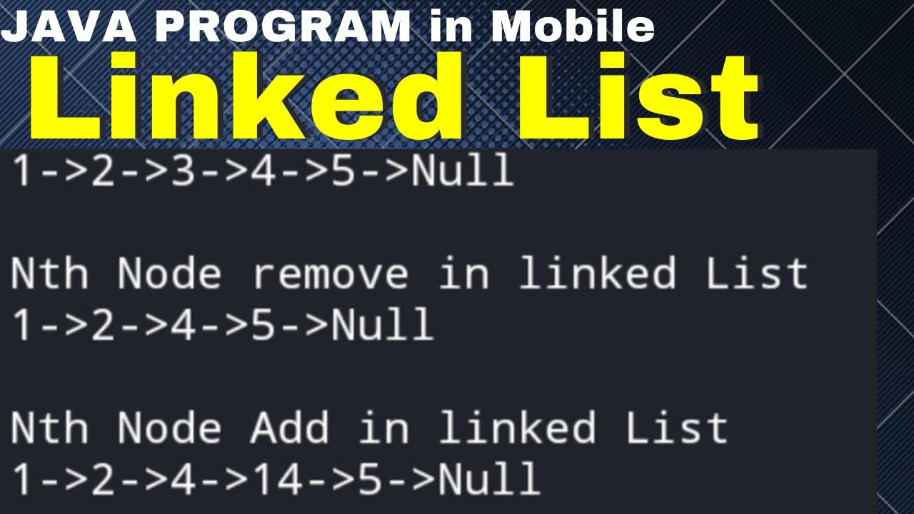 Delete And inseart Node Nth postion in LinkedList || java in mobile || delete() || inseart()