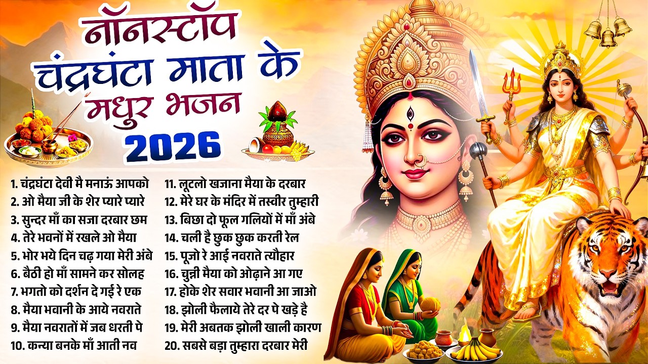 नॉनस्टॉप चंद्रघंटा माता के मधुर भजन 2026 | Chandraghanta Mata Bhajan | Tisara Navrat Mata Bhajan