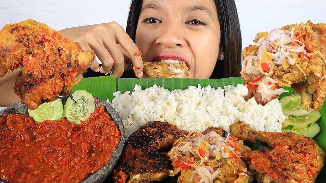 MUKBANG AYAM GEPREK SAMBAL MATAH, SAMBAL PLECING, SAMBAL TERASI 3 RASA JADI SATU!!