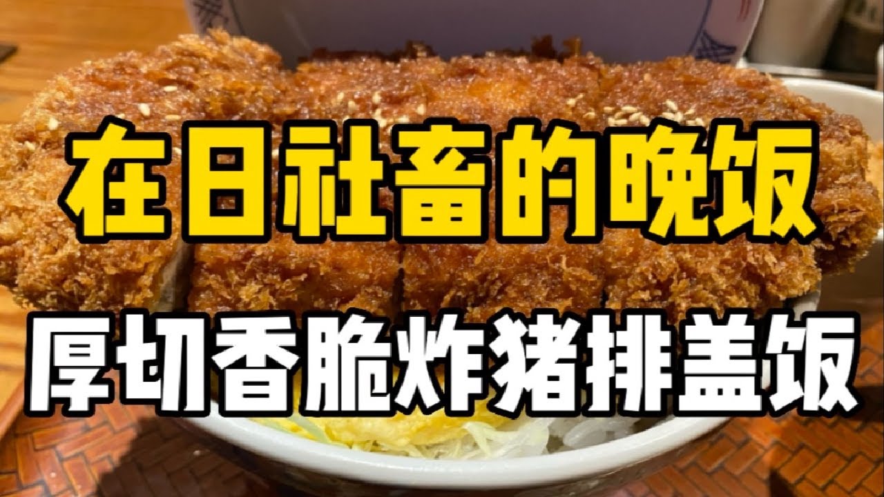 日本1380日元超厚炸豬排蓋飯！酥脆多汁的炸豬排和炸雞蛋，吃到撐！#中外夫妻 #food #foodie #美食 #旅行