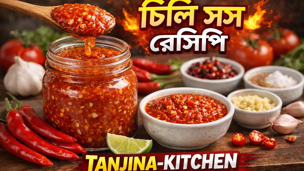 ঘরে তৈরি চিলি সস রেসিপি | Homemade Chili Sauce |TANJINA KITCHEN 🌶️#food#Sosh #recipe#foodpreparation