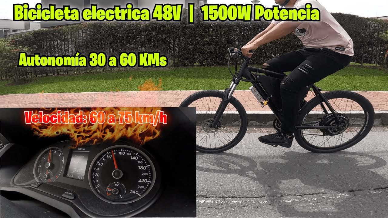 BICICLETA ELÉCTRICA 48V  | 1500W POTENCIA (CASERA) +60, 75Km/h