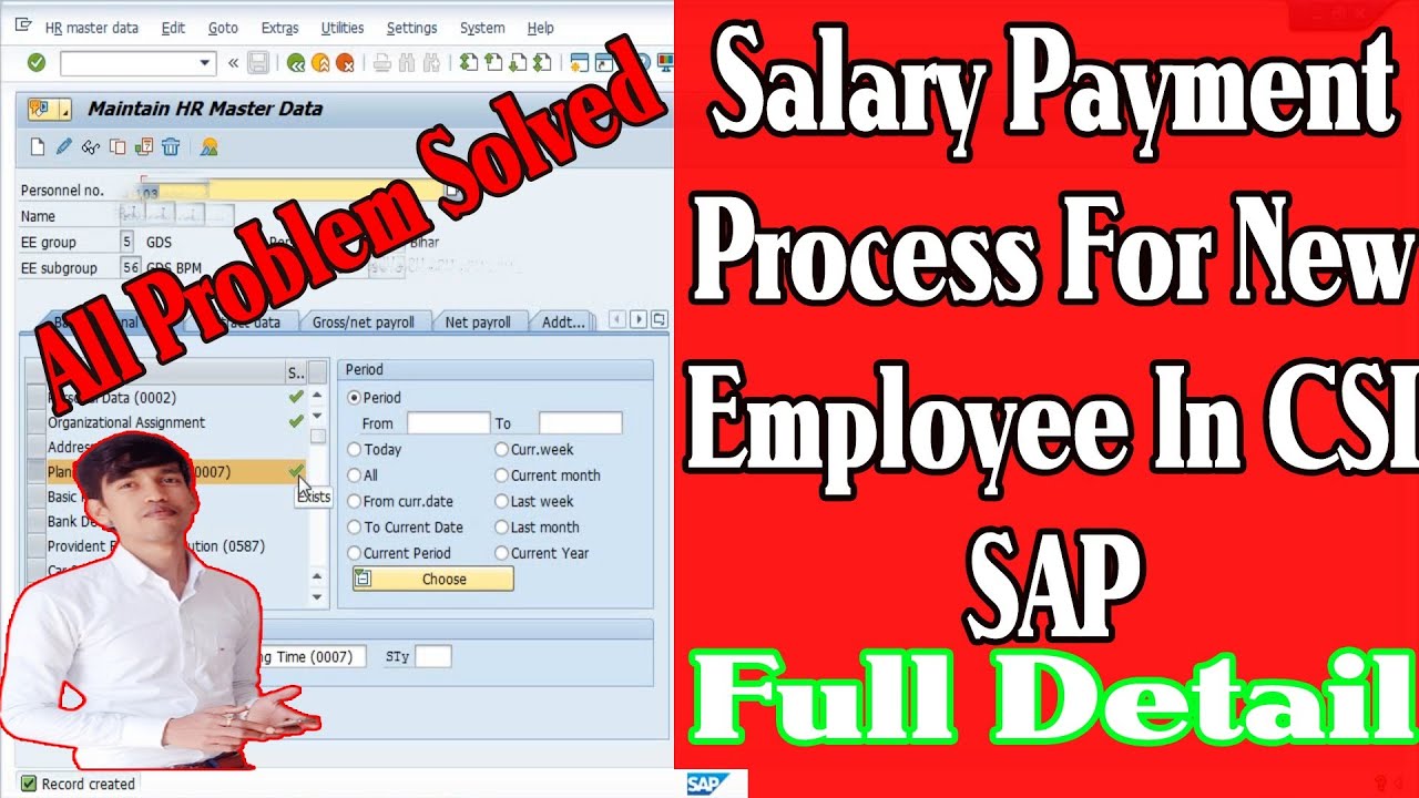 How To Make New Entry In CSI SAP for Salary Payment | How To Maintain New Emp ID For Salary In SAP