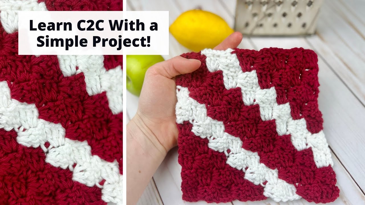C2C Crochet Tutorial for Beginners - Learn C2C With a Diagonal Crochet Dishcloth Pattern!