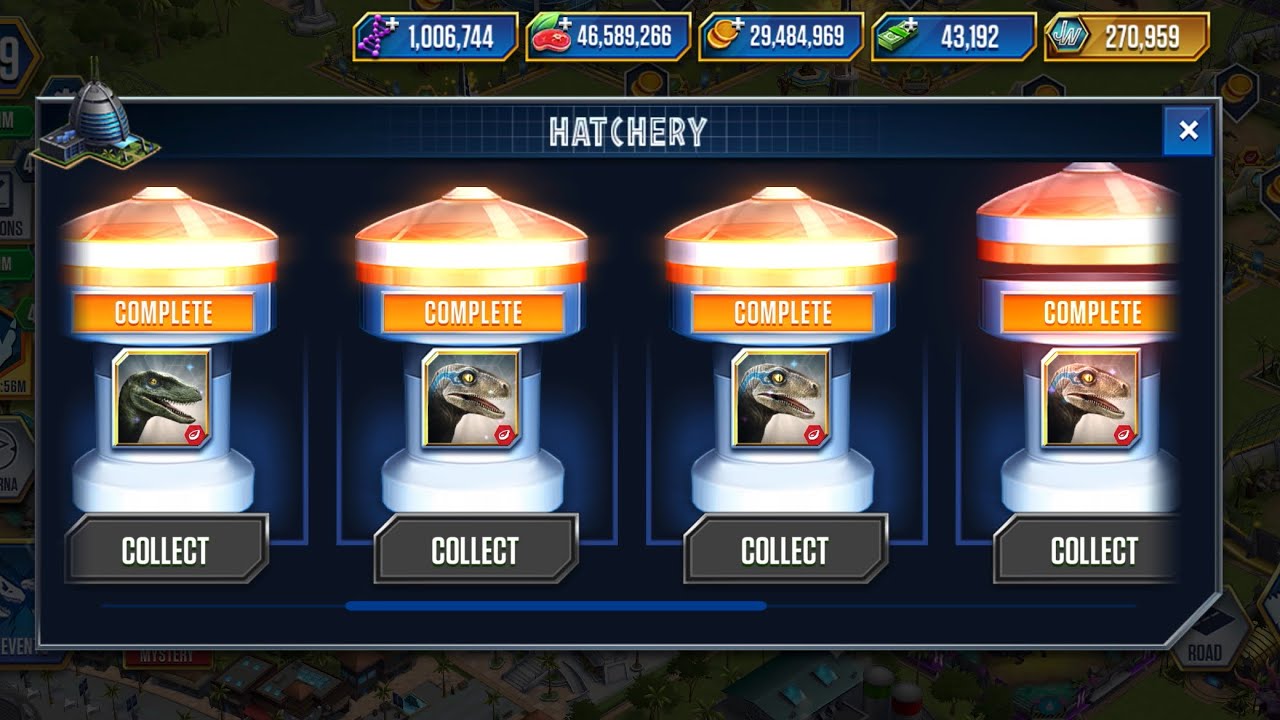 HATCHERY COMPLETE (30)- JURASSIC WORLD THE GAME