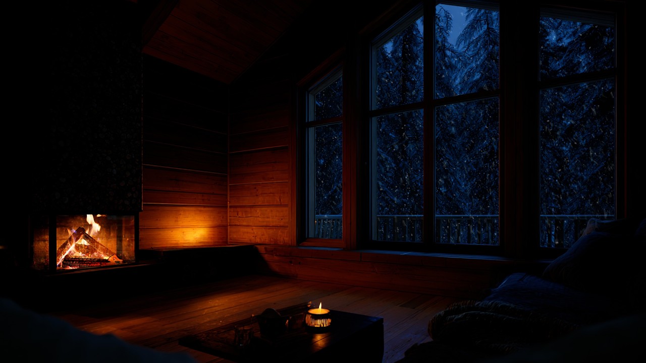 ❄️ Gentle Snowfall Piano Atmosphere with Fireplace Glow for Deep Rest and Peaceful Winter Sleep