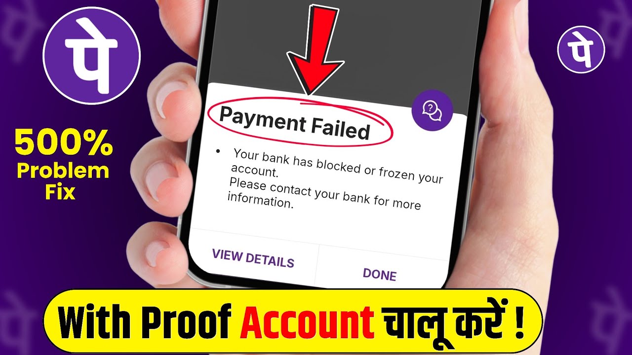 Your bank has blocked or frozen your account | PhonePe payment failed problem kaise solve hoga 