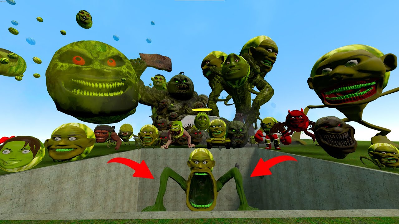 ALL LIN GANG MELON Family and Angry GIANT MOON LIN GANG MELON Chasing Me in GARRY'S MOD!