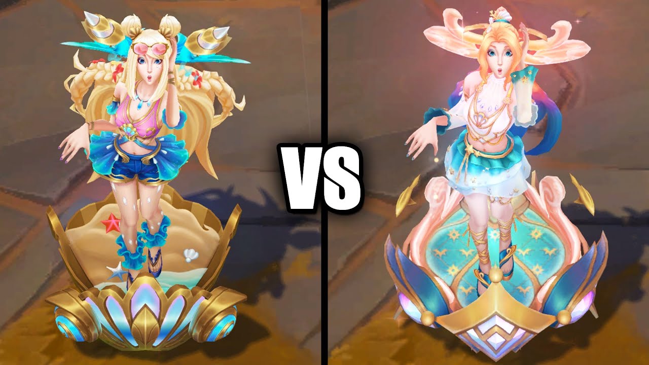 Ocean Song Seraphine vs Prestige Ocean Song Seraphine Skins Comparison (League of Legends)