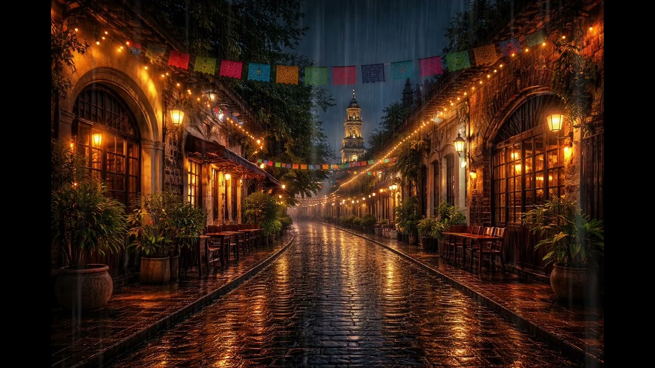Cozy Rainy Night in Tlaquepaque 🌧️ Relaxing Mexican Ambience for Sleep