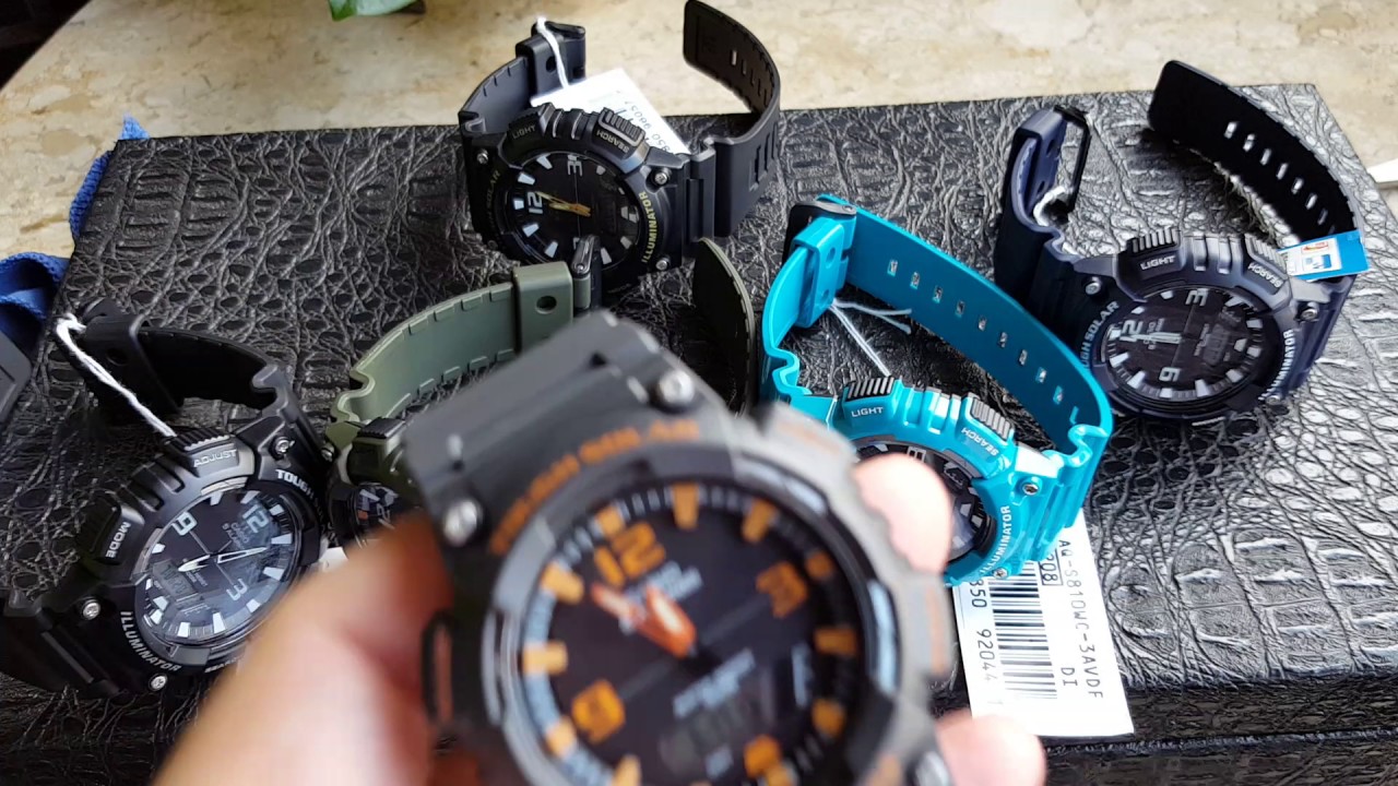Relógio Casio Tough Solar 5 alarmes Varias Cores Aq s810w