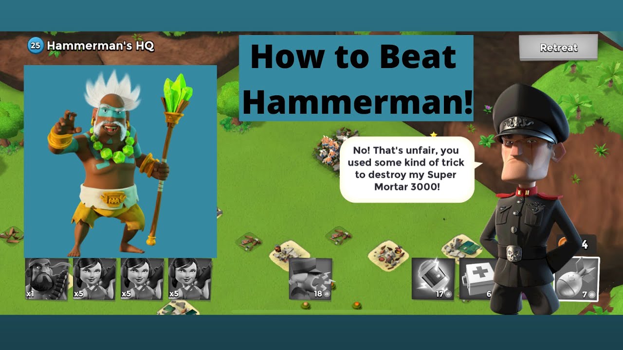 Boom Beach How to Beat Hammerman HQ25 - Unlock Dr. Kavan 2021