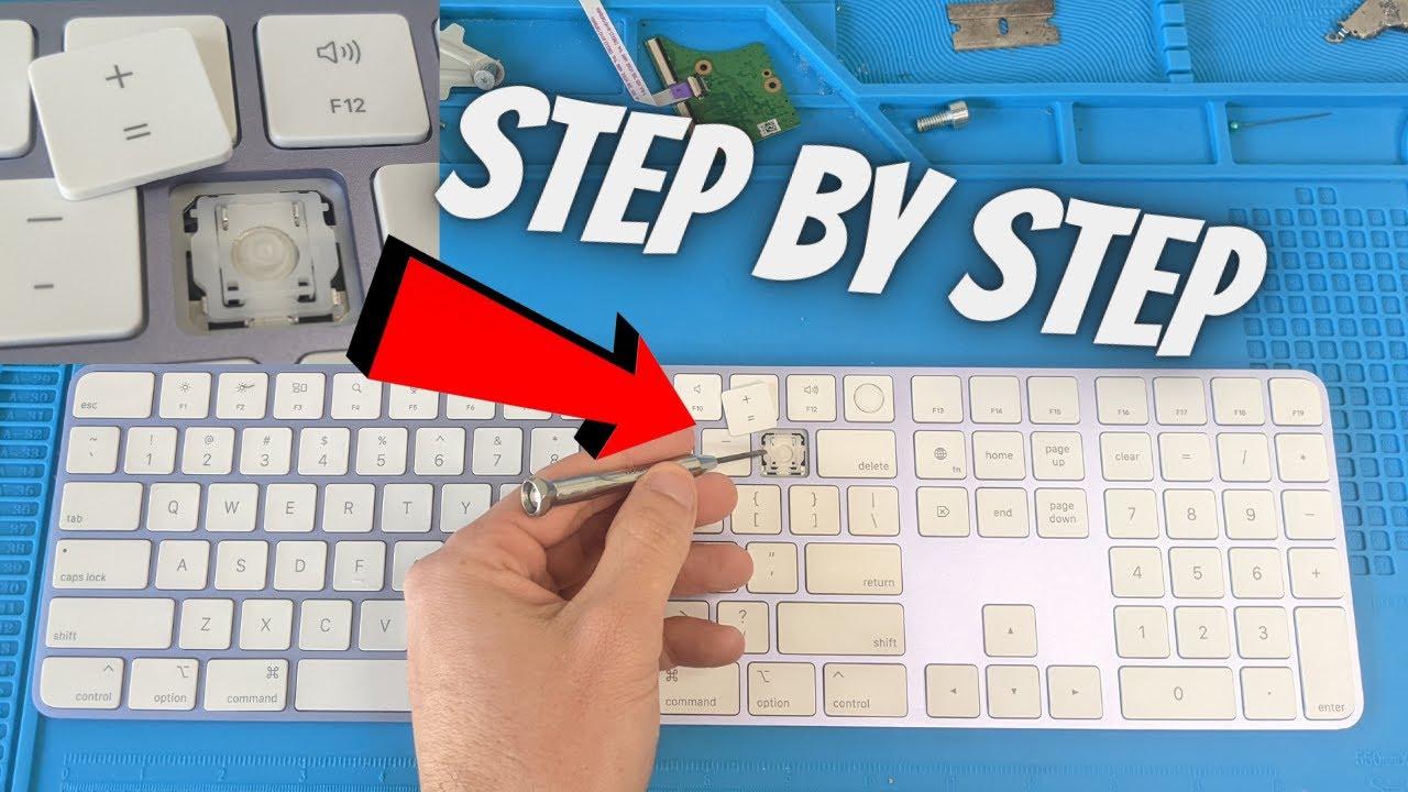 Как снять клавиатуру Apple Magic Keyboard с клавишами Touch ID (очистить залипшие или заменить кл...