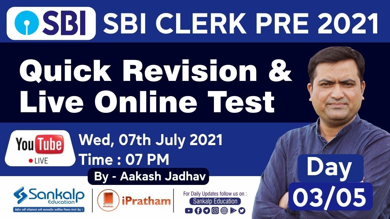 Quick Revision of Shortcuts & Live Online Test - Quant | Day-3 | SBI Clerk Pre 2021 || Aakash Jadhav