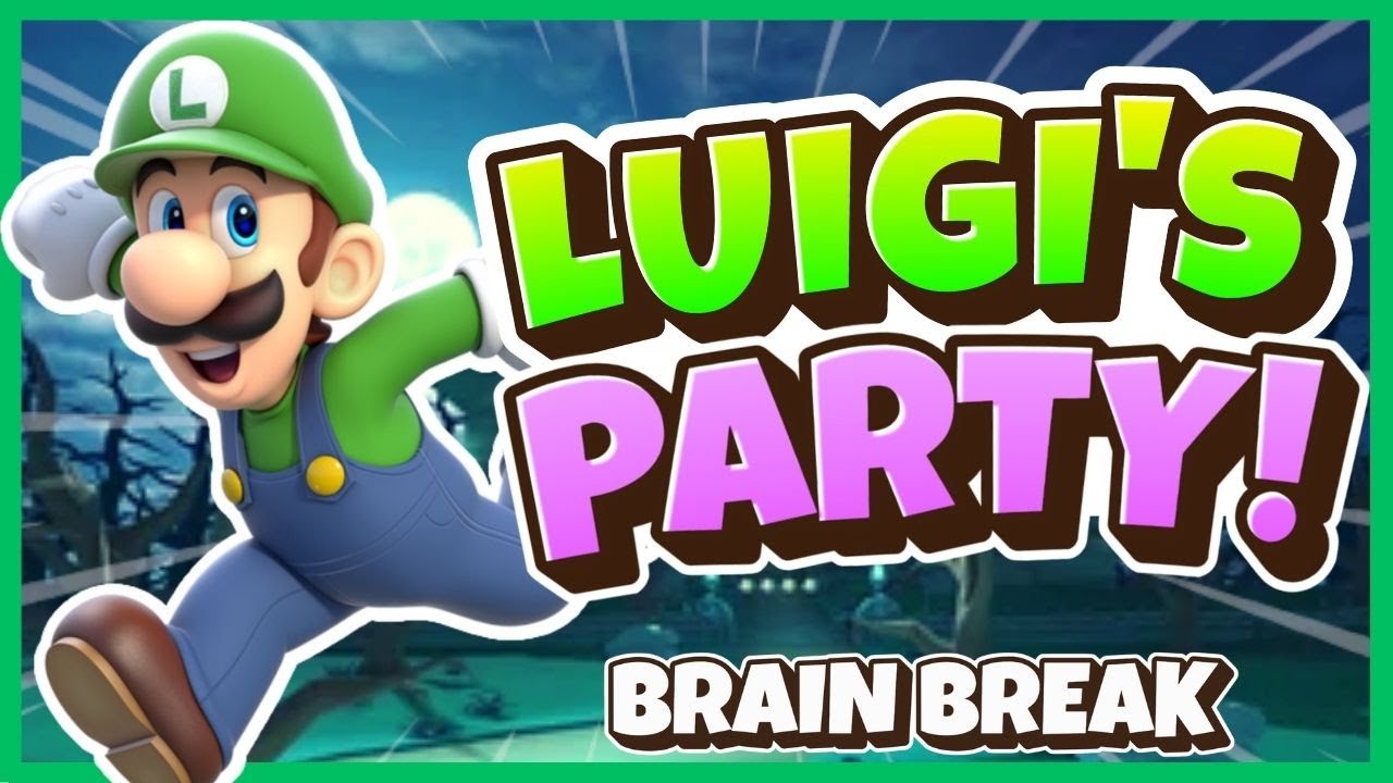 Luigi Brain Break Party | Freeze Dance | Mario | Halloween | Just Dance