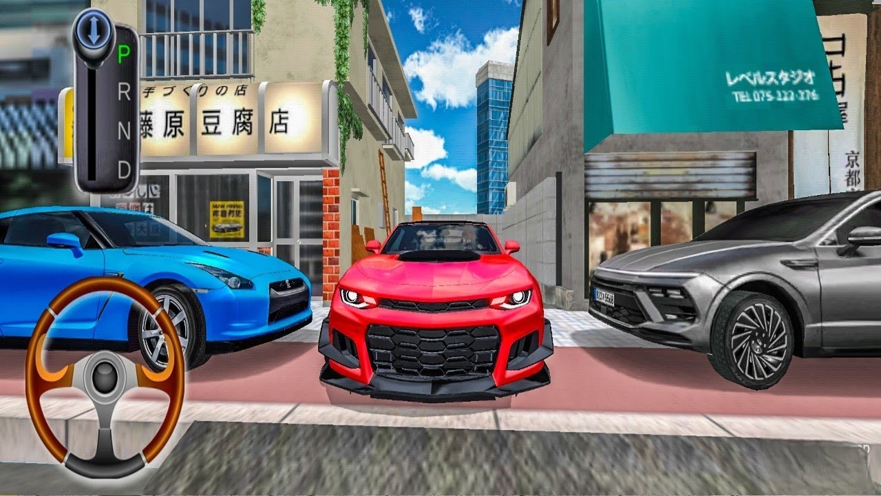 New Red Chevrolet Camaro Car stuck for parking tofu shop–3d driving class Android games#cargame 