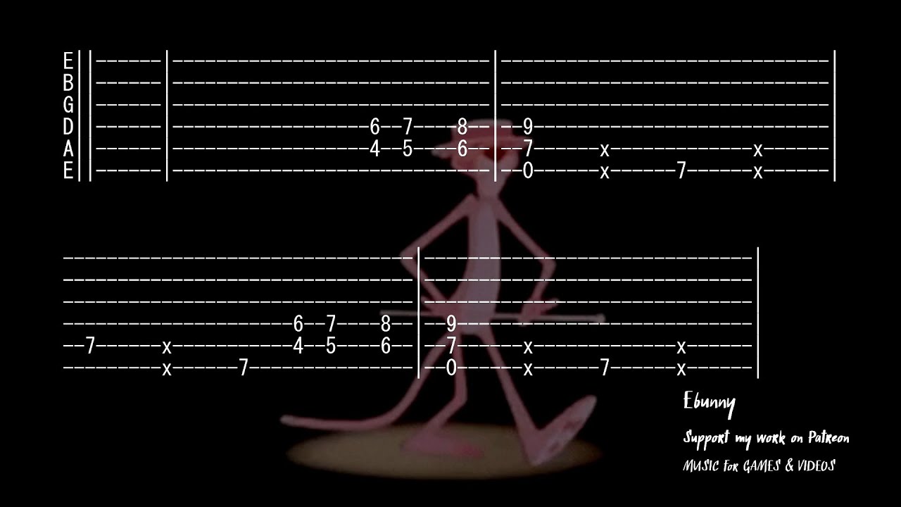 Henry Mancini - The Pink Panther [Full Acoustic Guitar Tab by Ebunny] Fingerstyle How to Play