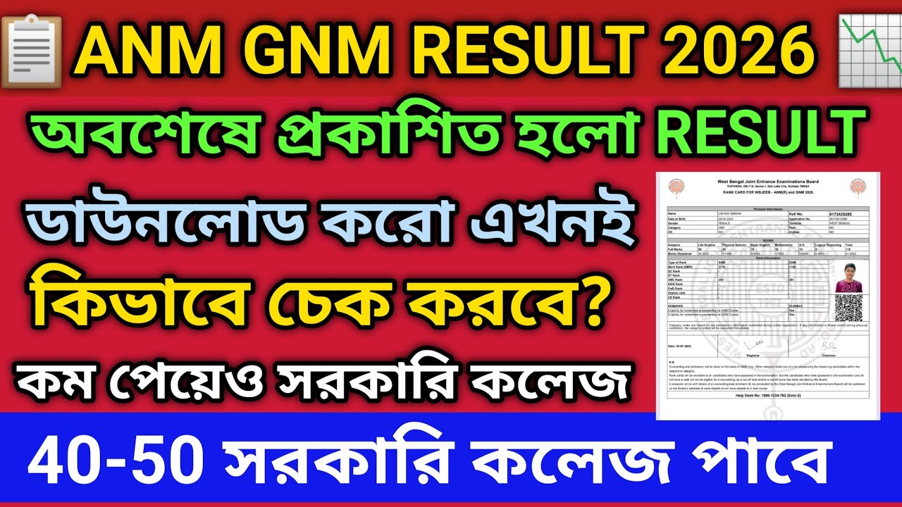 ANM GNM 2026 Results Published | How to Download ANM GNM Rank Card 2026