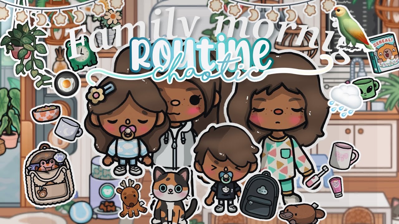 *CHAOTIC*Rainy family morning routine🌨️🦜 Toca Boca rp˚🐾🫧