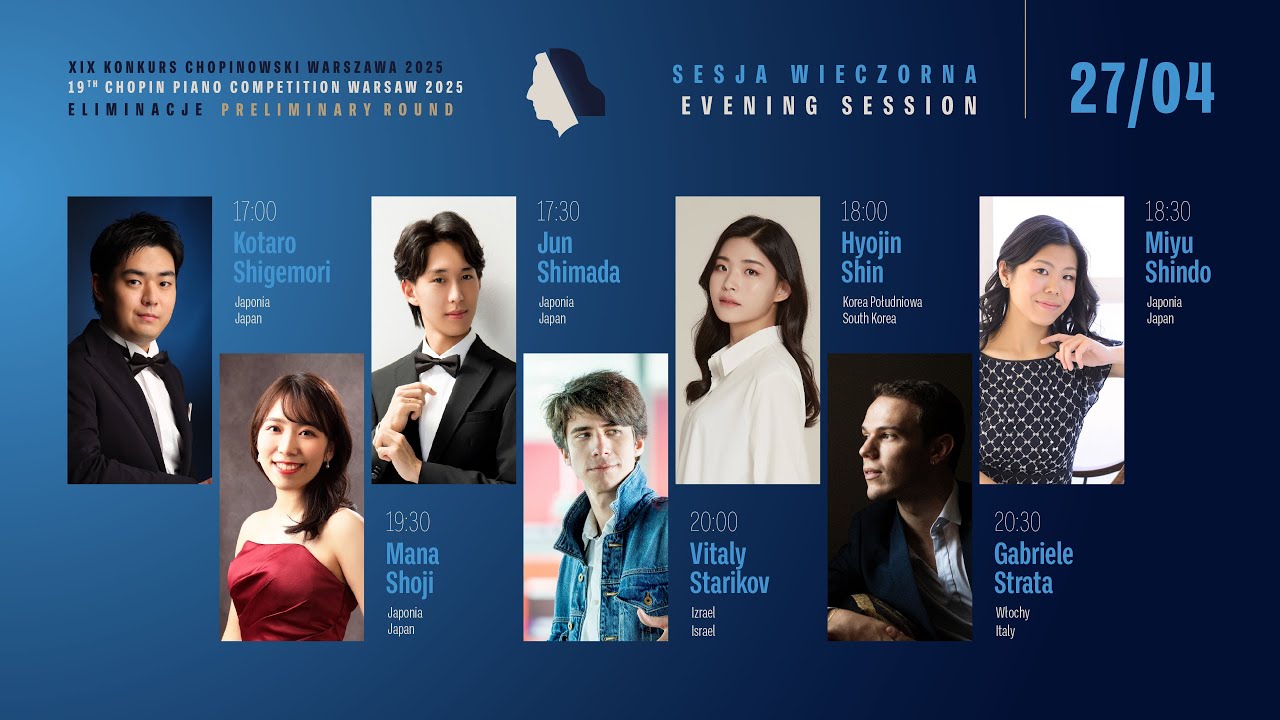 The 19th International Fryderyk Chopin Piano Competition (preliminary round) 2nd session, 27.04.2025