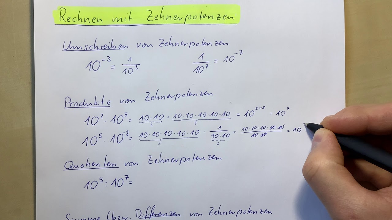 Rechnen mit Zehnerpotenzen
