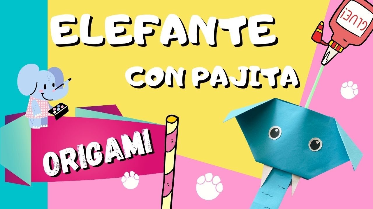 ELEFANTE con PAJITA y técnica de ORIGAMI 🐘🌈