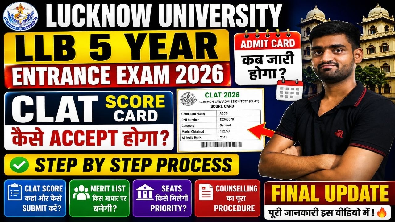 🔥 Lucknow University BA LLB Admission 2026|CLAT Score Card Kaise Consider Hoga?Full Process & Cutoff