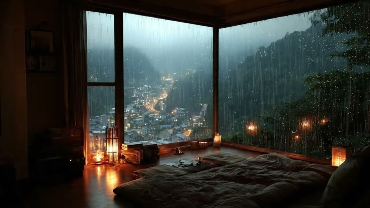 Cozy Window Rain | Fall Asleep Fast | 1 Hour Heavy Rain for Sleep & Study