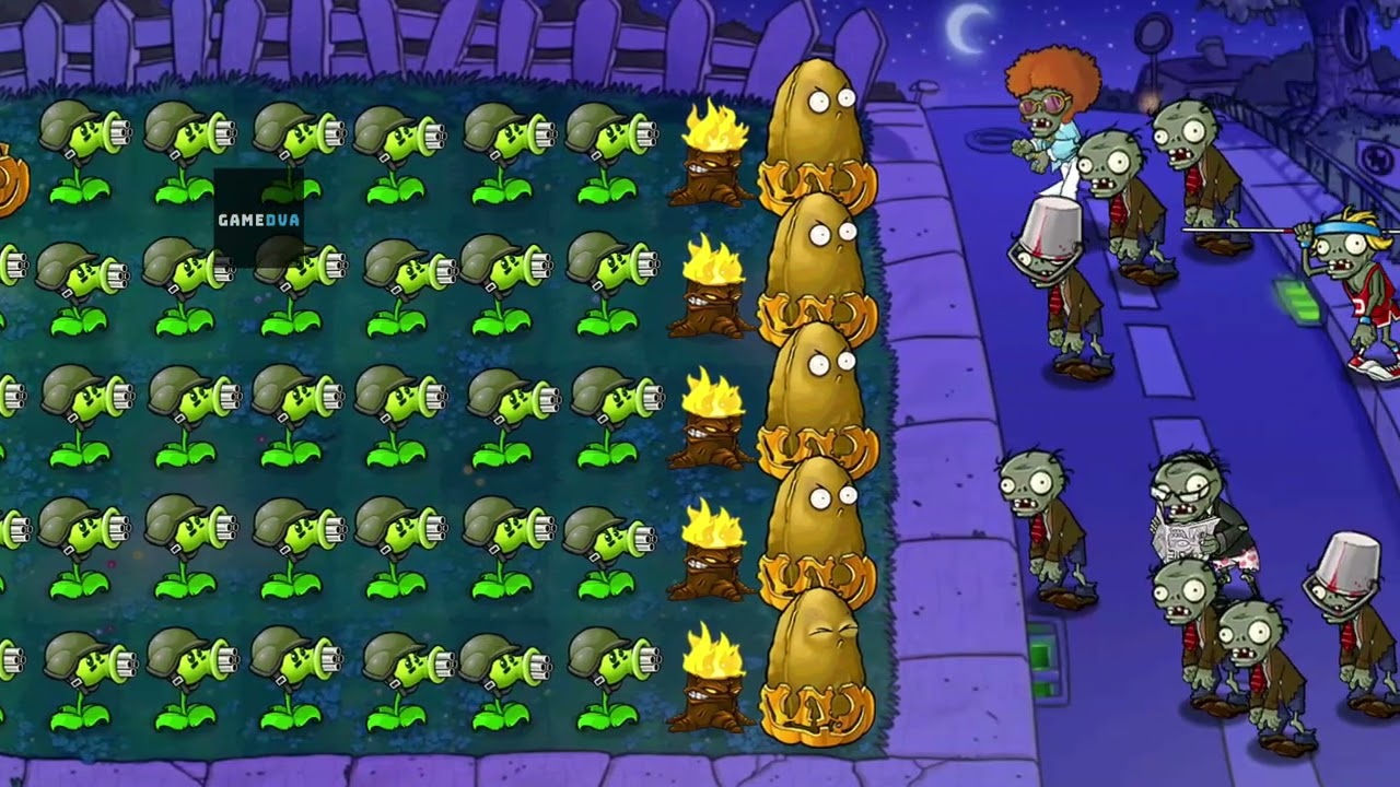 PLANT VS ZOMBIES SURVIVAL NIGHT GAMEPLAY (NO COOLDOWN)