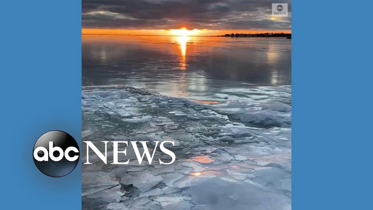 Ice sparkles on Long Island's Great South Bay