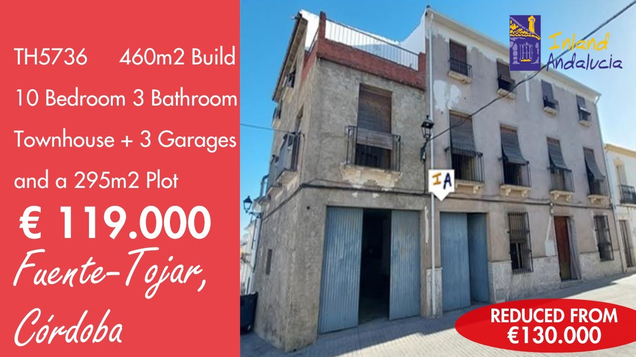 119K, 460m2 Build, 10 Bed 3 Bath, 3 Garage Town Property for sale in Spain inland Andalucia TH5736