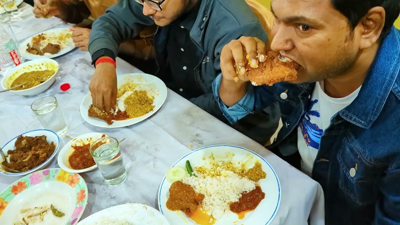 Eating Delicious meal in biyebari