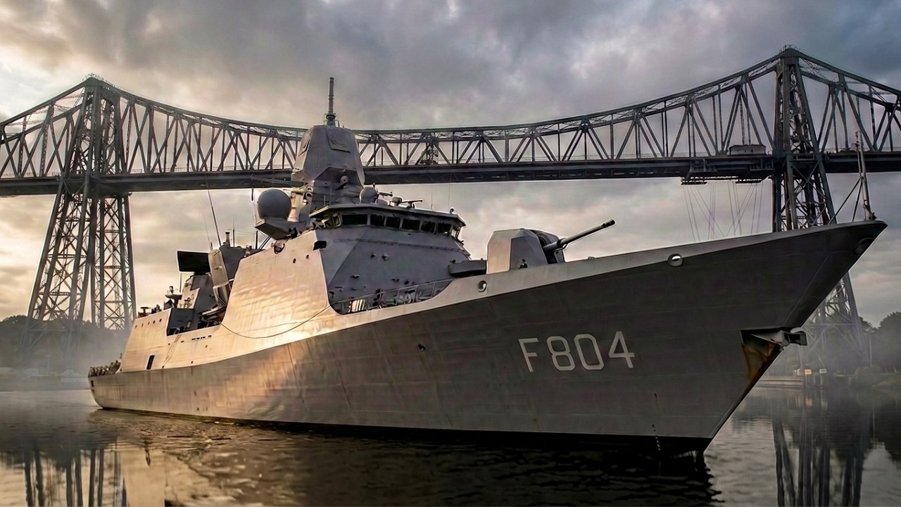 HNLMS De Ruyter: Royal Netherlands Navy Frigate transits Kiel Canal