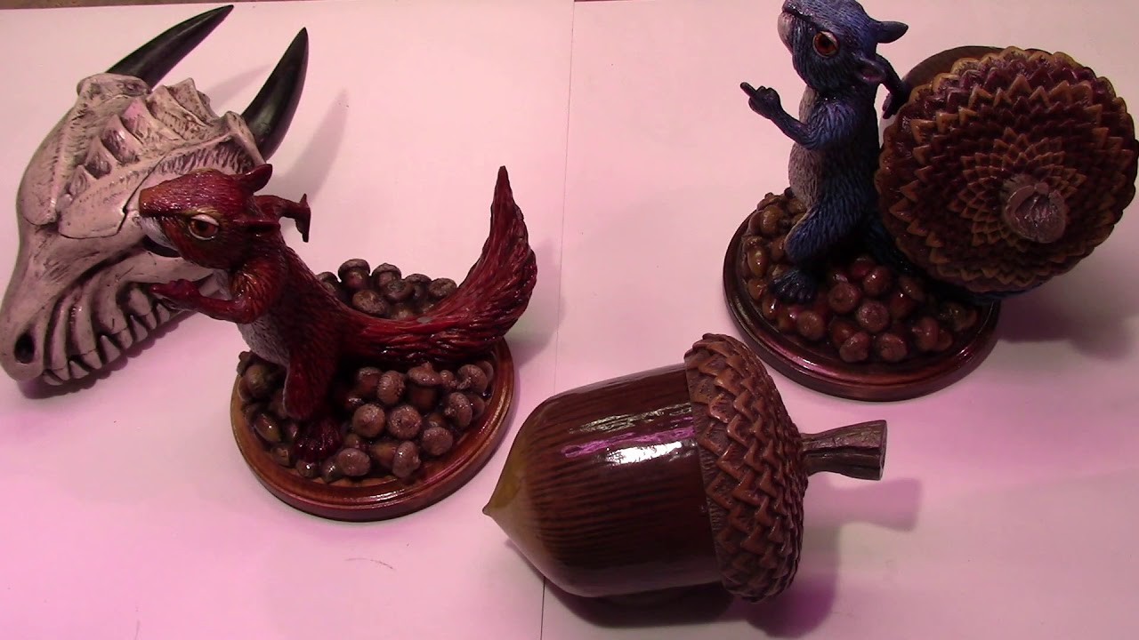 Leifkicker Studio - September 2019 Squirrel & Acorn deck box, and first view of Chaos Orb lamp.