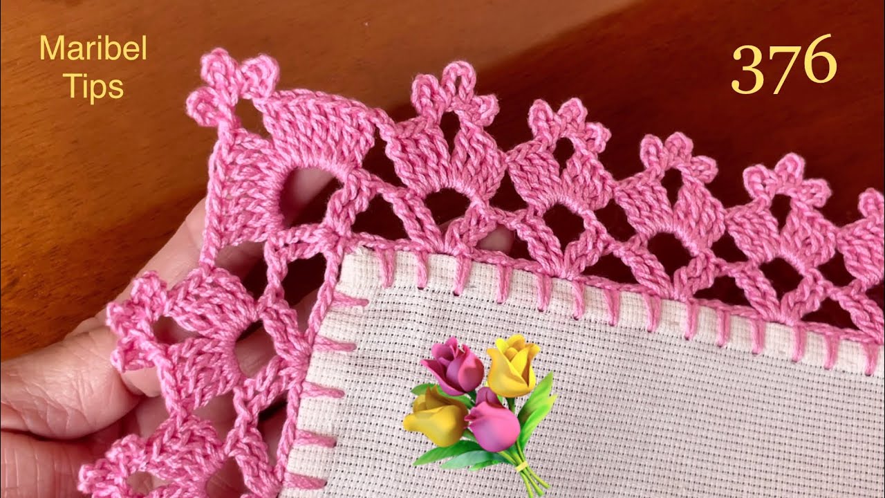puntilla  376 se teje en tres vueltas💙orilla pequeña delicada