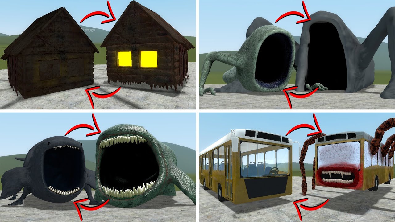 EVERYTHING TURNED INTO MONSTERS: HOUSE HEAD, SEA EATER, THE BLOOP VS TREVOR HENDERSON BATTLE In GMOD