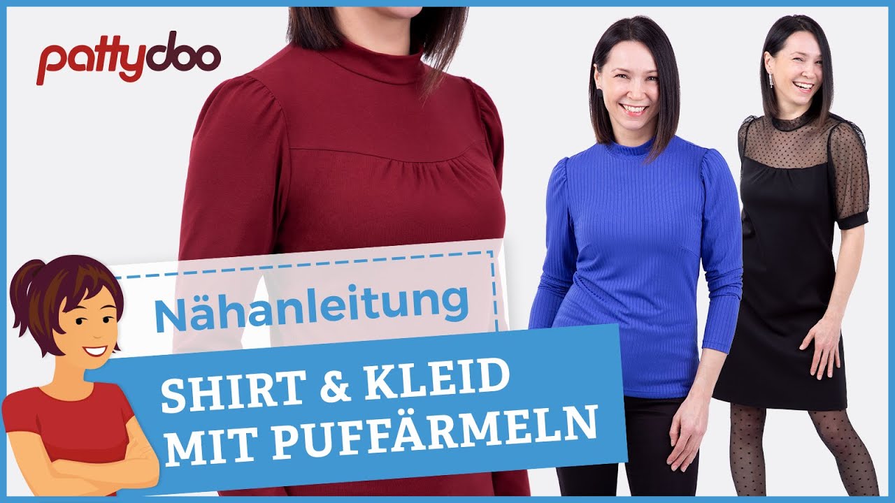 Damenshirt & Kleid mit Puffärmeln nähen - Mit Anleitung zum Stoff kräuseln!  #pattydoo #diy