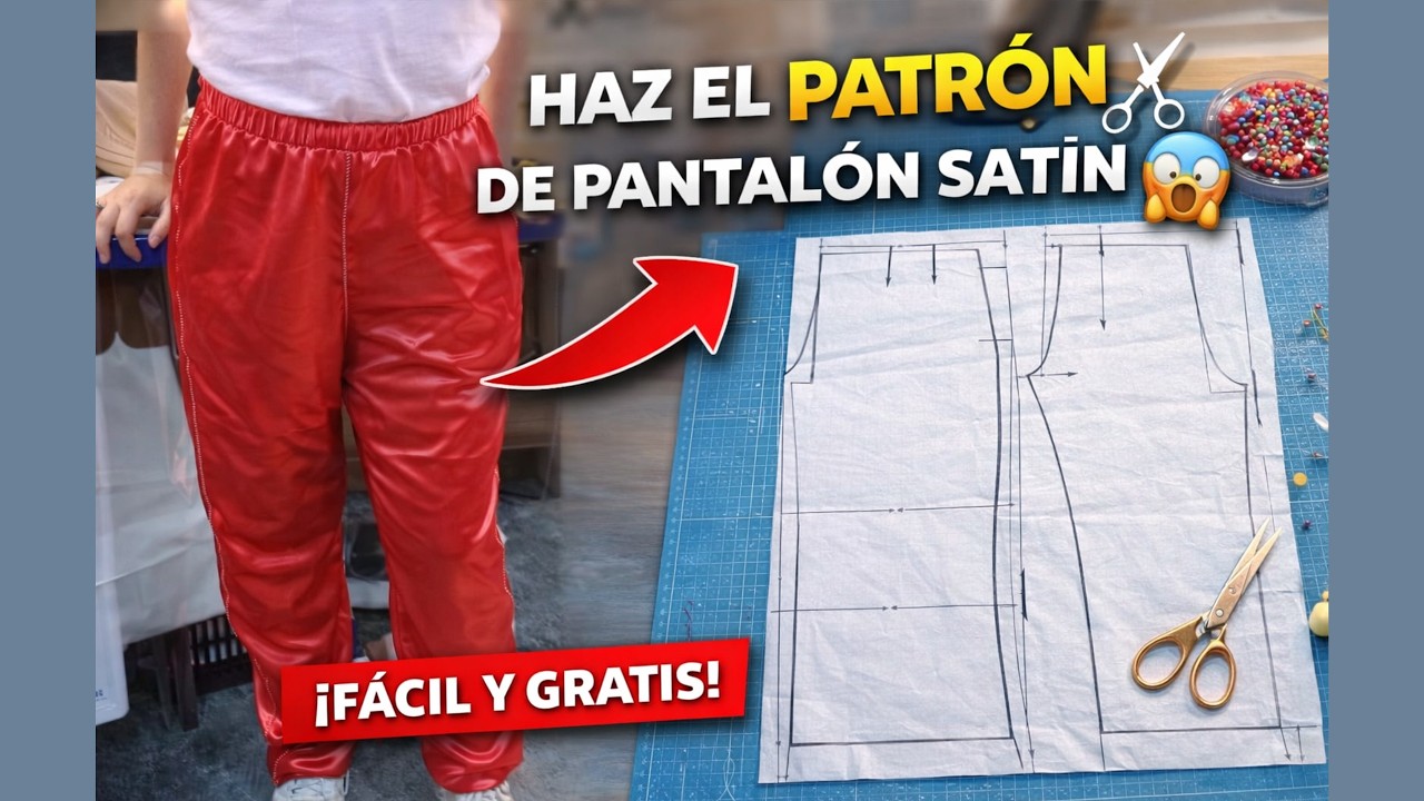 “Cómo hacer el patrón de pantalón en satín 😱 | Fácil y GRATIS”
