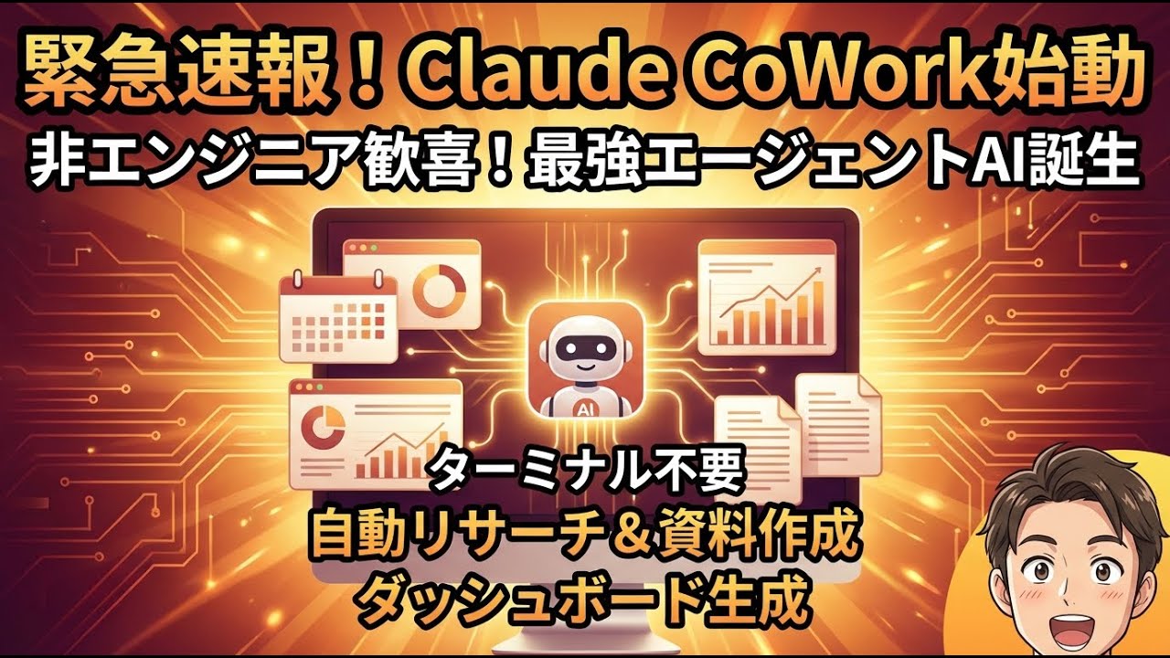 【速報】Claude新機能「Cowork」が革命的！非エンジニアでも使える業務自動化エージェントの実力とは？