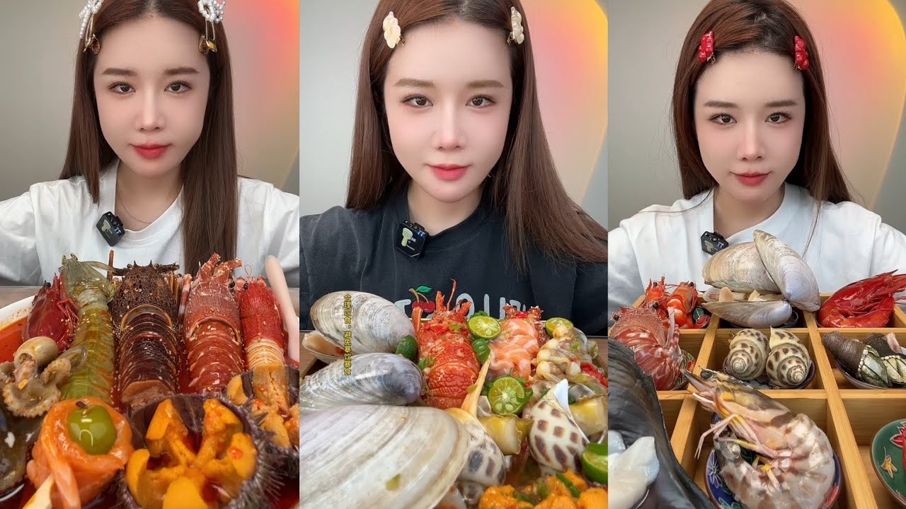 Mukbang #283:Eat seafood lobster 🦞 red devil shrimp 🍤 salmon shrimp 🍤🤤#mukbang #yummy #delicious 