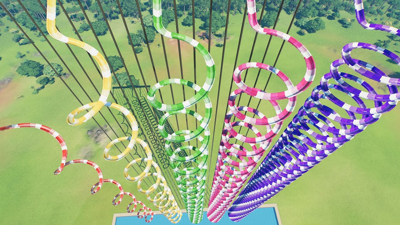 5° Vs 40° Slope Of Spiral Water Slides - Planet Coaster 2