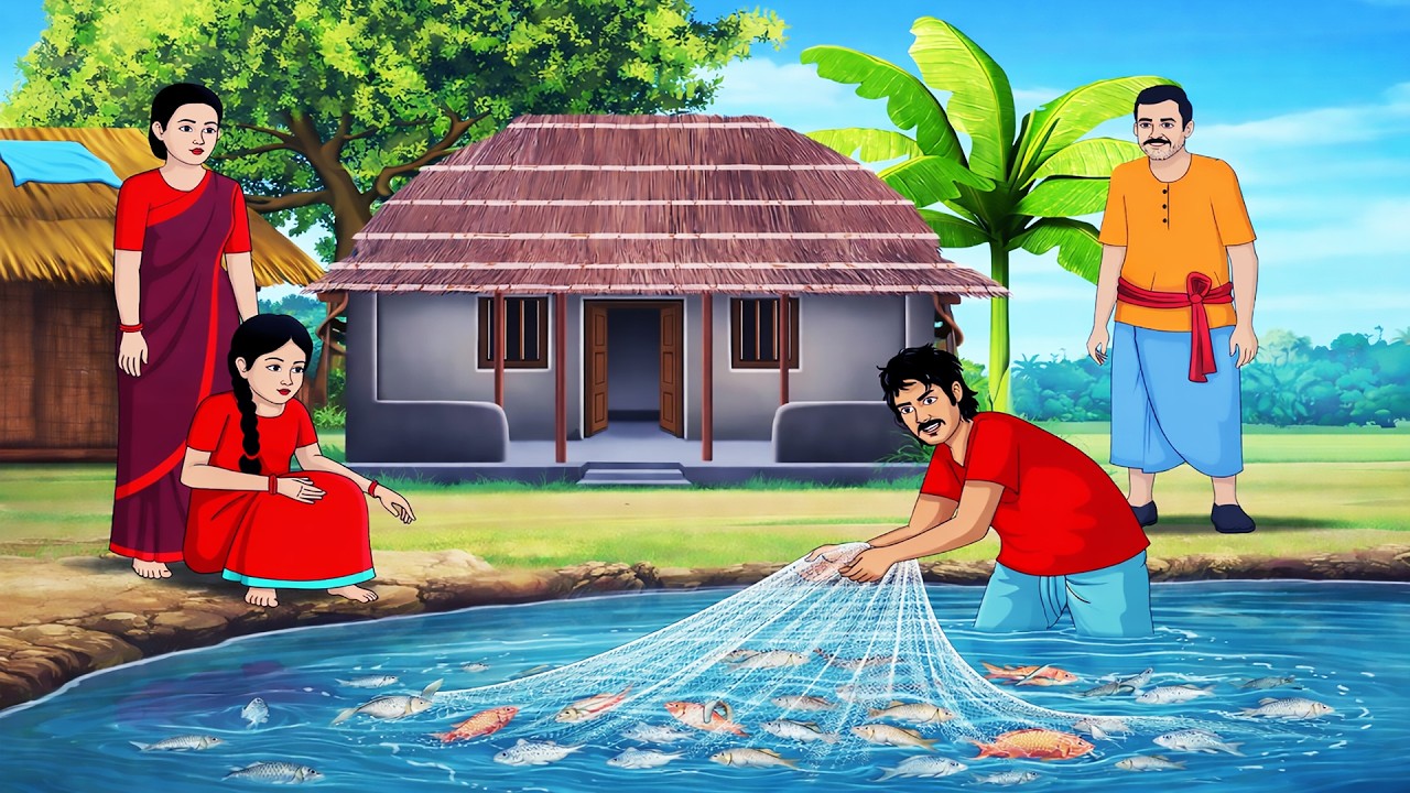 বাড়ির উঠানে মাছের পুকুর । Rupkothar golpo। Bengali Moral Stories Cartoon। Bangla Golpo। নীল চাদের দ