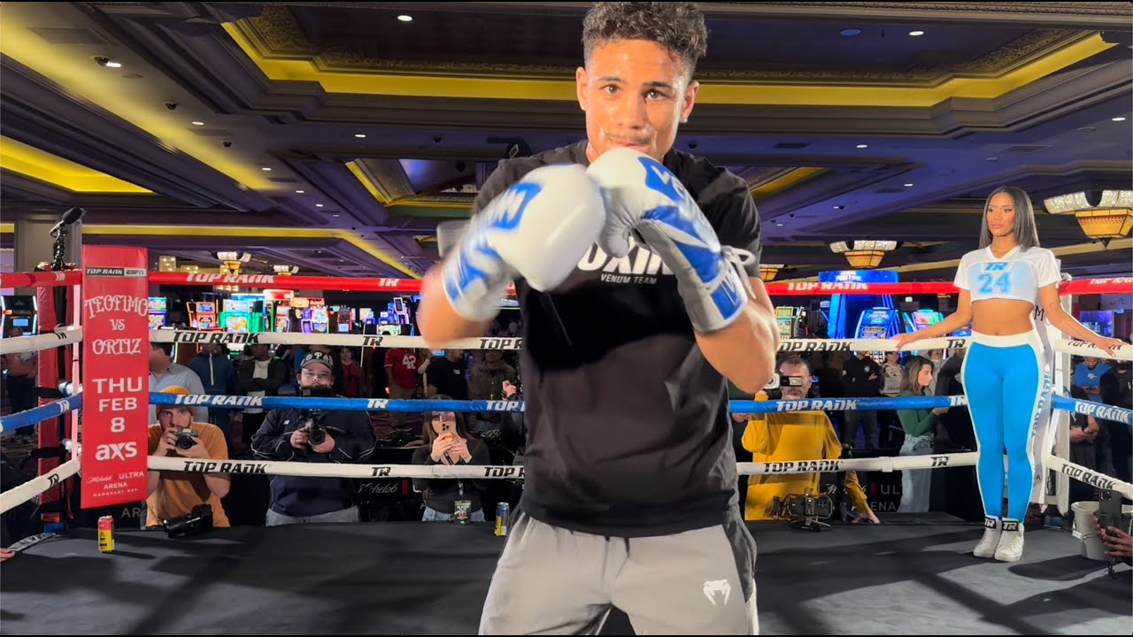 JAMAINE ORTIZ PERFORMS SHADOW BOXING, JUMP ROPE & PAD ROUTINE AT MEDIA DAY WORKOUTS