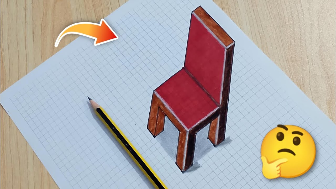 How to Draw a 3D Chair Illusion! 🎨 Step by Step Guide 😱 | #Drawing 