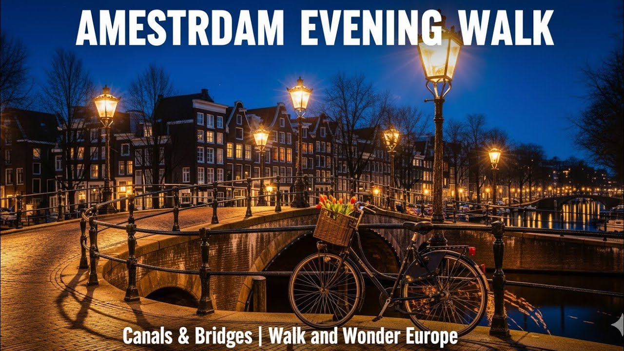 Amsterdam Evening Walk 🚲✨ Canals & Bridges | Walk and Wonder Europe&rdquo;@WalkAndWonderEurope 