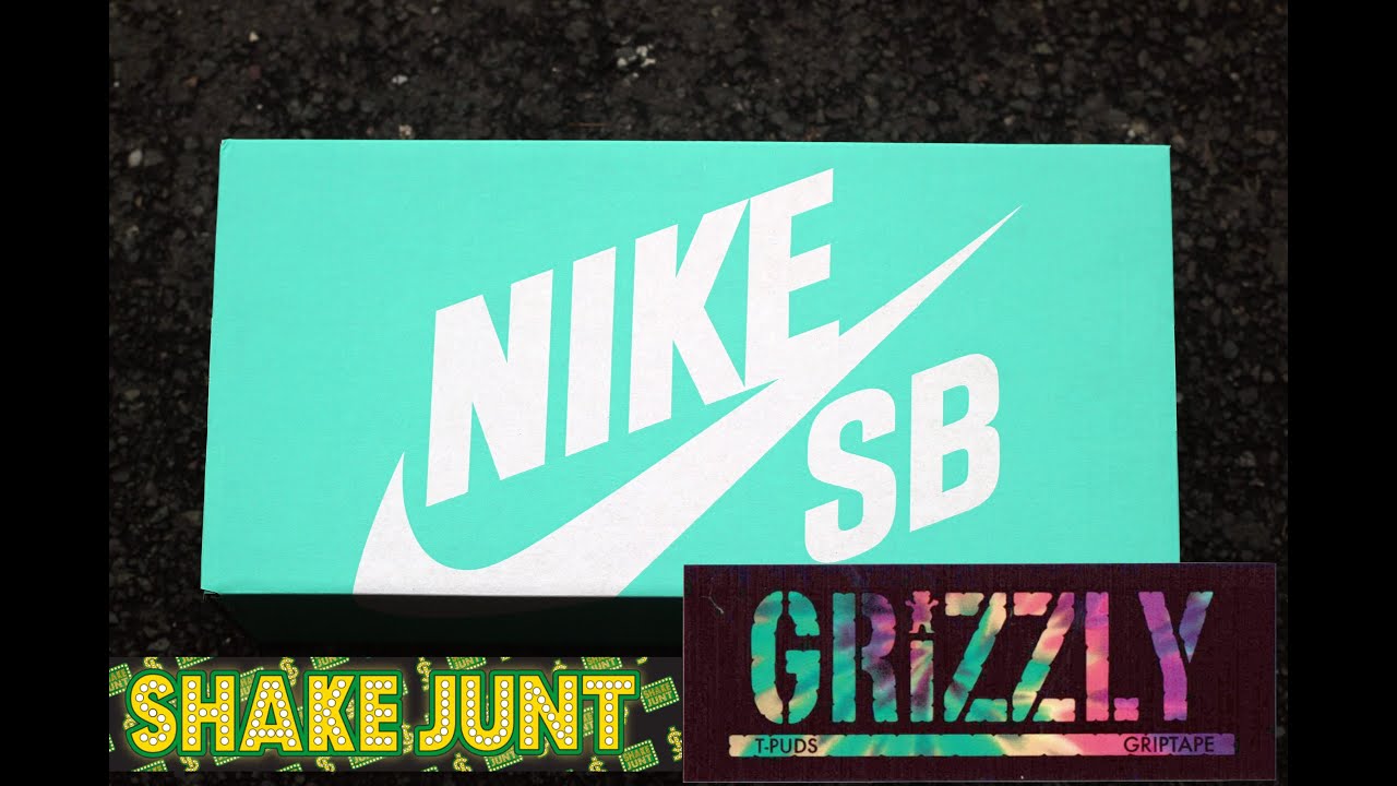 Unboxing Nike SB shoes, Huf t- shrit, Shake junt hardware, Grizzly griptape