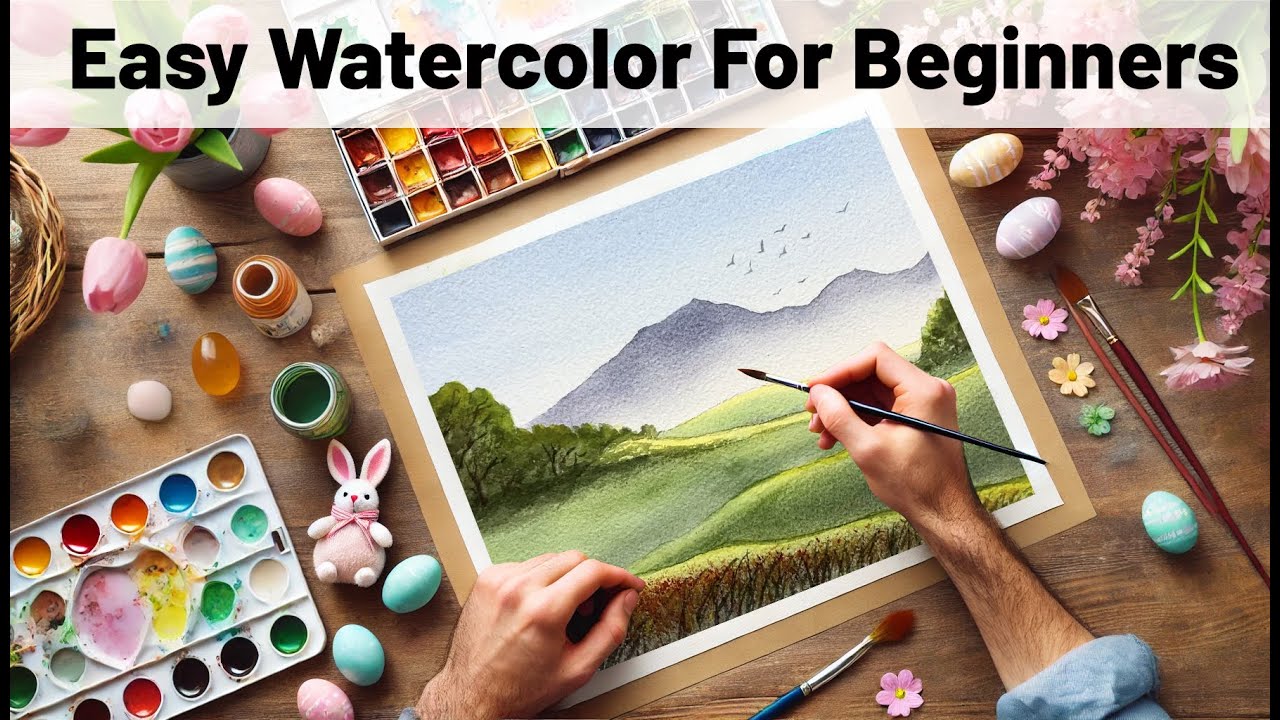 How To Paint A Watercolor Landscape And Sky In Spring For Absolute Beginners