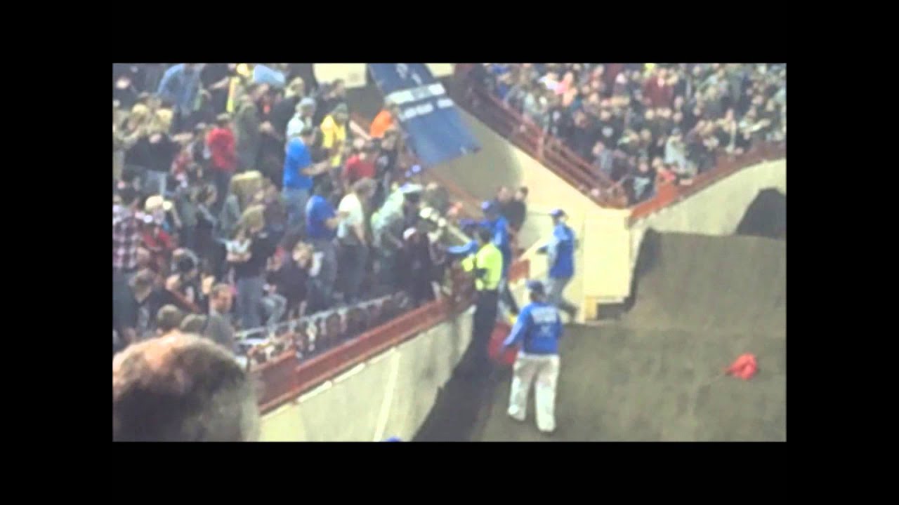 Motorama Arenacross 250 Expert Patrick Sharkey Jumps into Grandstands 2013